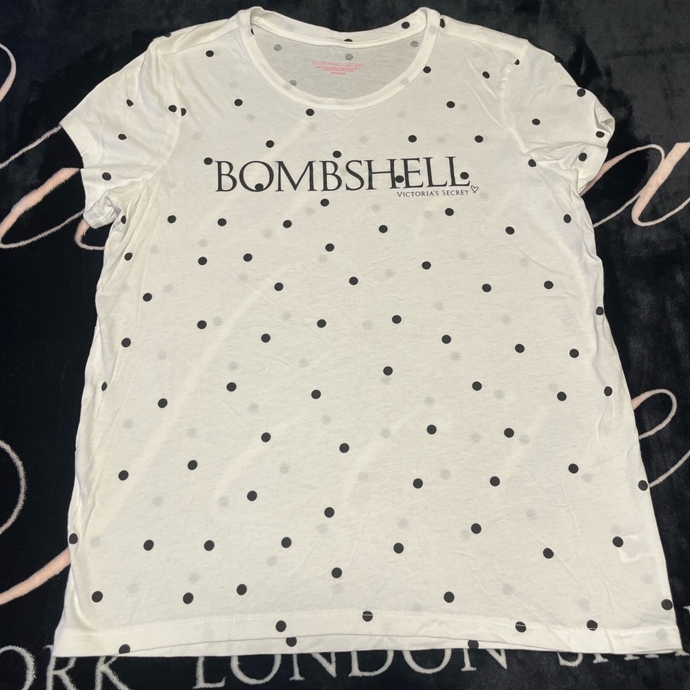 Victoria's Secret White Polka Dot Bombshell Cotton T-Shirt Size Meduim